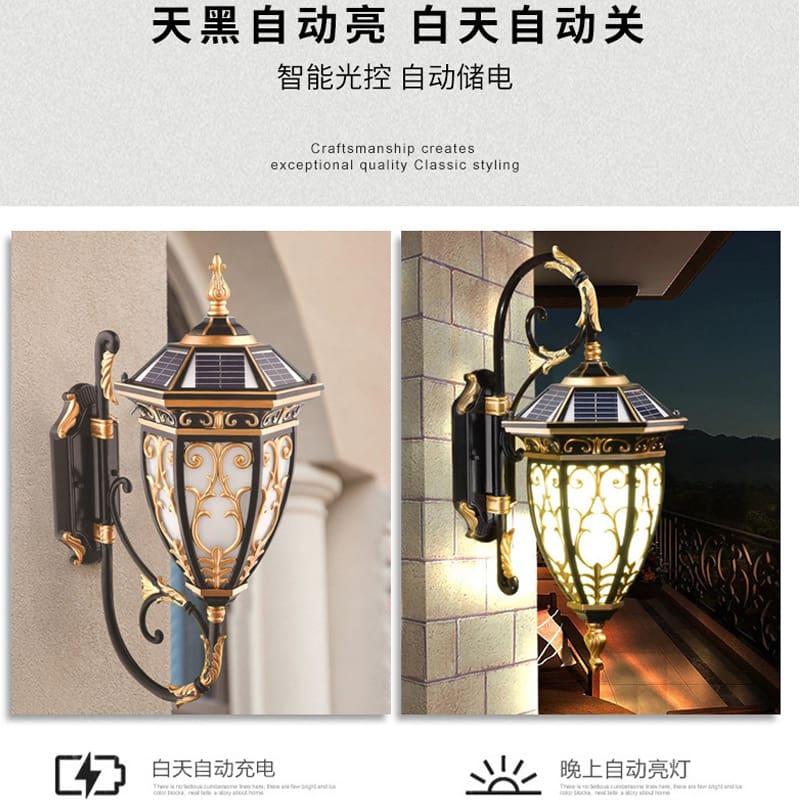 Đèn Chiếu sáng ngoài trời năng lượng mặt trời Đèn tường Châu Âu Sân vườn Mỹ ngoài trời hành lang lối đi treo tường phong cảnh Đèn LED - Hình 2 Đèn Chiếu sáng ngoài trời năng lượng mặt trời Đèn tường Châu Âu Sân vườn Mỹ ngoài trời hành lang lối đi treo tường phong cảnh Đèn LED - Hình 2