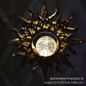 Đèn Chuông gió năng lượng mặt trời ánh sáng Đèn sắt rèn treo chuông gió ánh sáng phong cảnh ngoài trời năng lượng mặt trời mặt trăng chuông gió - Hình 2