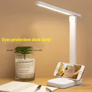 Đèn Công Tắc Cảm Ứng LED Trắng Gấp Đèn Bàn Phòng Ngủ Đầu Giường Học Đọc Chăm Sóc Mắt Đèn Ngủ USB Cắm USB Có Thể Điều Chỉnh Độ Sáng Đèn Bàn Màu Trắng - Hình 3