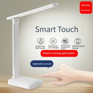 Đèn Công Tắc Cảm Ứng LED Trắng Gấp Đèn Bàn Phòng Ngủ Đầu Giường Học Đọc Chăm Sóc Mắt Đèn Ngủ USB Cắm USB Có Thể Điều Chỉnh Độ Sáng Đèn Bàn Màu Trắng