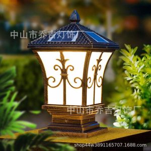 Đèn cột năng lượng mặt trời ngoài trời cổng hàng rào cột chống thấm biệt thự sân vườn Trung Quốc Đèn sân - Hình 2