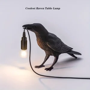 Đèn E14 Bóng Đèn Có Đầu Cắm Gothic Raven Đèn Vintage Nhựa Chim Đèn Đầu Giường, Văn Phòng, Phòng Khách Nông Trang Phong Cách Art Deco