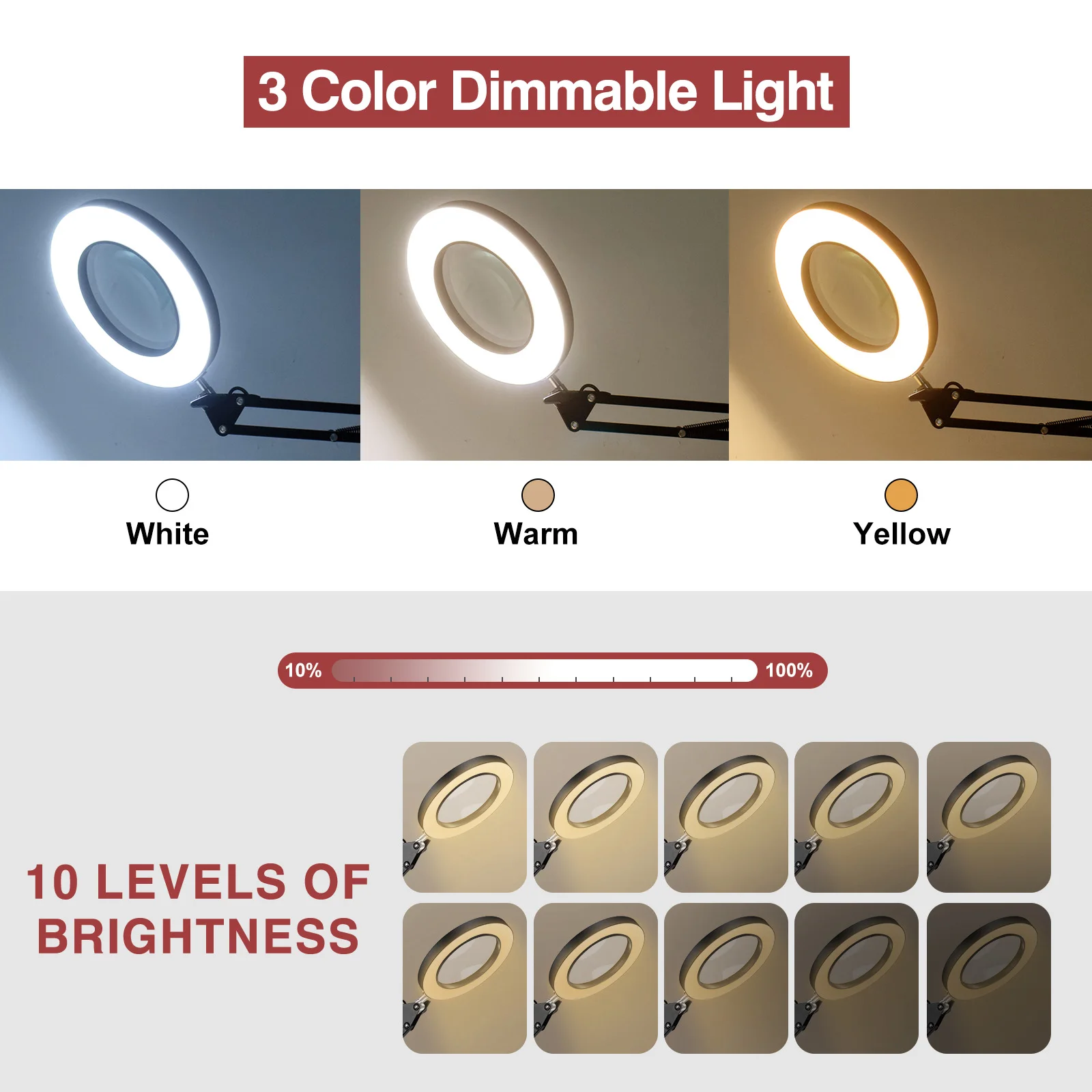 Đèn EOOKU 8W USB LED 3 Màu Đèn Bàn Mờ Để Bàn Đọc Sách Với Kính Lúp Lớn 5X Kính Lúp Làm Đẹp Móng Tay ánh Sáng - Hình 2 Đèn EOOKU 8W USB LED 3 Màu Đèn Bàn Mờ Để Bàn Đọc Sách Với Kính Lúp Lớn 5X Kính Lúp Làm Đẹp Móng Tay ánh Sáng - Hình 2