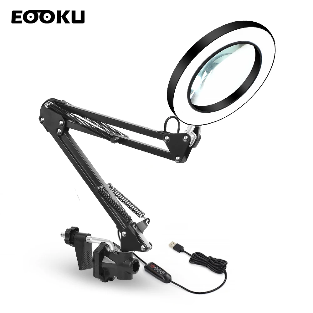 Đèn EOOKU 8W USB LED 3 Màu Đèn Bàn Mờ Để Bàn Đọc Sách Với Kính Lúp Lớn 5X Kính Lúp Làm Đẹp Móng Tay ánh Sáng Đèn EOOKU 8W USB LED 3 Màu Đèn Bàn Mờ Để Bàn Đọc Sách Với Kính Lúp Lớn 5X Kính Lúp Làm Đẹp Móng Tay ánh Sáng