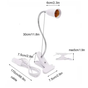 Đèn EU Mỹ Cắm 360 Độ Linh Hoạt Để Bàn Giá Đỡ E27 Đế Đèn Ổ Cắm Cổ Ngỗng Kẹp Cáp Có Công Tắc Bật tắt Cho Nhà Vật Có Hoa - Hình 2