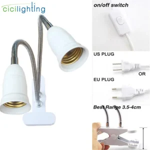Đèn EU Mỹ Cắm 360 Độ Linh Hoạt Để Bàn Giá Đỡ E27 Đế Đèn Ổ Cắm Cổ Ngỗng Kẹp Cáp Có Công Tắc Bật tắt Cho Nhà Vật Có Hoa - Hình 4