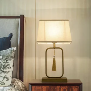 Đèn Hiện Đại Trung Quốc Mới Đèn Bàn Vải Chiếu Sáng Khách Sạn Phòng Ngủ Phòng Khách Đầu Giường Chuyển Đổi Đèn LED Để Bàn Trang Trí - Hình 3