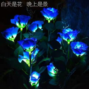 Đèn hoa hồng năng lượng mặt trời trang trí sân vườn Đèn cắm cỏ sân vườn ngoài trời chống thấm nước