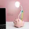 Đèn Hoạt Hình Dễ Thương Lợn Mini Đèn Ngủ Trẻ Em Bảo Quản Bảo Vệ Mắt Đèn LED Bút Có Thể Gập Lại Ống Để Bàn