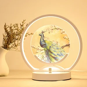 Đèn Hướng Dẫn Sử Dụng Âm Trần Trung Quốc Con Công Hình Đèn Ngủ LED Acrylic Để Bàn Trang Trí Nhà Ấm Áp Phòng Ngủ Lãng Mạn Đèn Bàn Học - Hình 2