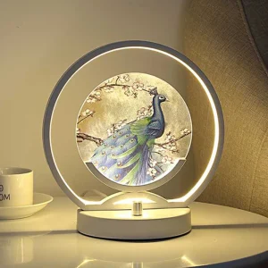 Đèn Hướng Dẫn Sử Dụng Âm Trần Trung Quốc Con Công Hình Đèn Ngủ LED Acrylic Để Bàn Trang Trí Nhà Ấm Áp Phòng Ngủ Lãng Mạn Đèn Bàn Học