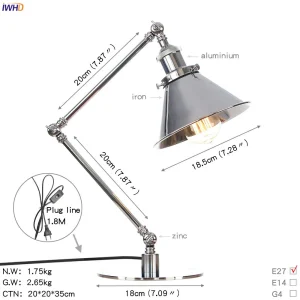 Đèn IWHD Abajur Đèn Bàn LED Cho Bên Cạnh Nhà US/EU Công Tắc Cắm Đèn Chùm Trang Trí Đèn LED Công Nghiệp Để Bàn Lamparas Luminaria De Mesa - Hình 2
