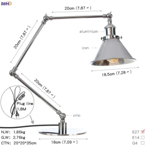 Đèn IWHD Abajur Đèn Bàn LED Cho Bên Cạnh Nhà US/EU Công Tắc Cắm Đèn Chùm Trang Trí Đèn LED Công Nghiệp Để Bàn Lamparas Luminaria De Mesa - Hình 3
