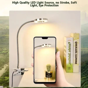 Đèn Kẹp USB Đèn Bàn Bảo Vệ Đôi Mắt Của Bạn Xoay 360 3.5 Inch 48 Đèn LED 3 Màu Sắc Ánh Sáng 10 Độ Sáng Làm Mờ Không Giới Hạn chiều Dài Cáp 2M M - Hình 3
