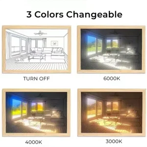 Đèn LED ba màu Tranh đèn bàn Phòng ngủ Phòng khách Trang trí nhà USB Khung ảnh bằng gỗ Đèn ngủ Quà tặng Bàn trang trí - Hình 2