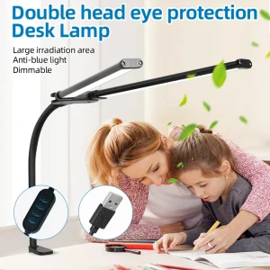 Đèn LED Để Bàn 2 Đầu Màn Hình Máy Tính Thanh Ánh Sáng Vô Cấp USB Có Thể Điều Chỉnh Độ Sáng Đèn Bàn Viết Văn Phòng Đọc Sách Đèn - Hình 2