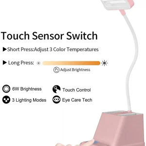 Đèn LED Để Bàn Cảm Ứng Mờ Đèn Bàn Sạc USB Đèn Đọc Sách Cho Trẻ Em Trẻ Em Học Đầu Giường Phòng Ngủ Phòng Khách - Hình 3