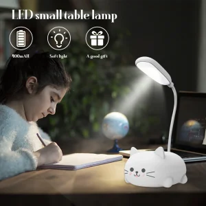 Đèn LED Để Bàn Cho Phòng Ngủ Trẻ Em Đèn Mèo Dễ Thương Sạc USB Kawaii Để Bàn Linh Hoạt Có Thể Gập Lại Hoạt Hình Để Bàn Bé Gái quà Tặng - Hình 3