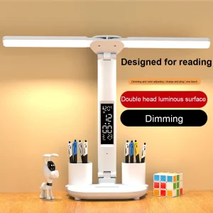 Đèn LED Để Bàn Có Lịch Đồng Hồ Nhiệt Độ Đèn Ngủ USB Sạc Không Dây Đèn Bàn Điều Khiển Cảm Ứng Đèn Cắm Trại