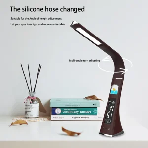 Đèn LED Để Bàn Có Lịch Nhiệt Độ Đồng Hồ Báo Thức 3 Chế Độ Chiếu Sáng Bảo Vệ Mắt Đèn Đọc Sách Đèn Bàn Cho Phòng Ngủ Học Sinh - Hình 2