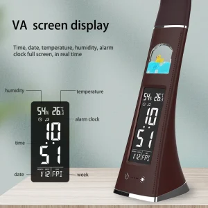 Đèn LED Để Bàn Có Lịch Nhiệt Độ Đồng Hồ Báo Thức 3 Chế Độ Chiếu Sáng Bảo Vệ Mắt Đèn Đọc Sách Đèn Bàn Cho Phòng Ngủ Học Sinh - Hình 4