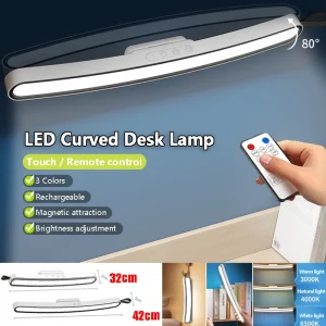 Đèn LED Để Bàn Cong Sạc 1800MAh Từ Đèn Bàn Từ Xa Cảm Ứng Mờ Treo Đèn Ngủ Phòng Ngủ Nhà Bếp 32/42CM