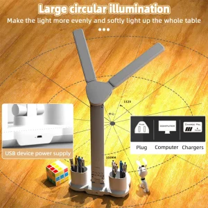 Đèn LED Để Bàn USB Điều Chỉnh Độ Sáng Cảm Ứng Có Thể Gập Lại Đèn Bàn Có Lịch Đồng Hồ Nhiệt Độ Đèn Ngủ Để Bảo Vệ Mắt Đèn Đọc Sách - Hình 4