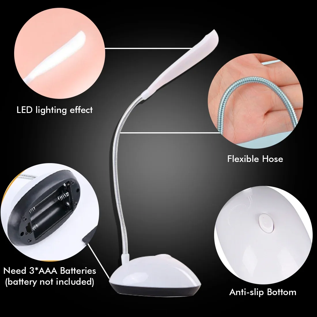 Đèn LED đọc sách chạy bằng pin Đèn bàn linh hoạt Có thể gập lại Bàn làm việc Đèn học tập cho trẻ em Văn phòng sinh viên - Hình 3 Đèn LED đọc sách chạy bằng pin Đèn bàn linh hoạt Có thể gập lại Bàn làm việc Đèn học tập cho trẻ em Văn phòng sinh viên - Hình 3