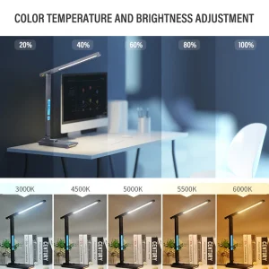 Đèn LED Đọc Sách Để Bàn 10W Điện Thoại Di Động Sạc Không Dây Có Đồng Hồ Hiển Thị Ngày Đồng Hồ Báo Thức Có Thể Điều Chỉnh Độ Sáng Bảo Vệ Mắt Văn Phòng Nghiên Cứu - Hình 3