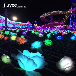 Đèn LED mô phỏng hoa hồng cắm đất Đèn trang trí chống mưa ngoài trời sân phong cảnh Đèn không khí lễ hội vườn hoa Đèn bãi cỏ - Hình 3