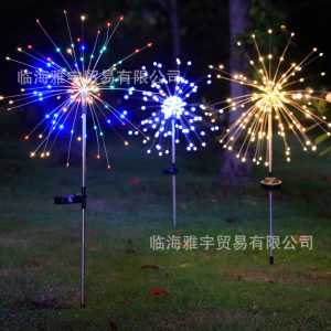 Đèn LED năng lượng mặt trời mặt đất Đèn pháo hoa 8 chế độ dây Đèn bồ công anh ngoài trời lễ hội sân trang trí sân vườn bãi cỏ Đèn - Hình 2