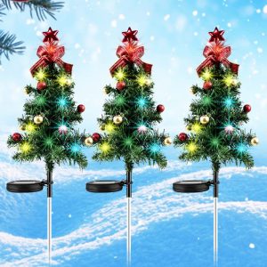 Đèn LED năng lượng mặt trời mới 4 màu cây thông Noel cắm đất Đèn trang trí ngoài trời Giáng sinh sân bãi cỏ sân vườn cảnh quan Đèn