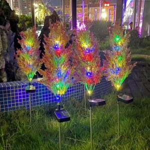 Đèn LED năng lượng mặt trời ngoài trời cắm đất bốn màu Giáng sinh cây thông và cây bách cắm đất bãi cỏ Đèn trang trí lễ hội sân vườn Đèn - Hình 3
