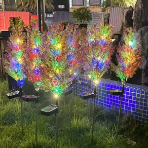 Đèn LED năng lượng mặt trời ngoài trời cắm đất bốn màu Giáng sinh cây thông và cây bách cắm đất bãi cỏ Đèn trang trí lễ hội sân vườn Đèn - Hình 4