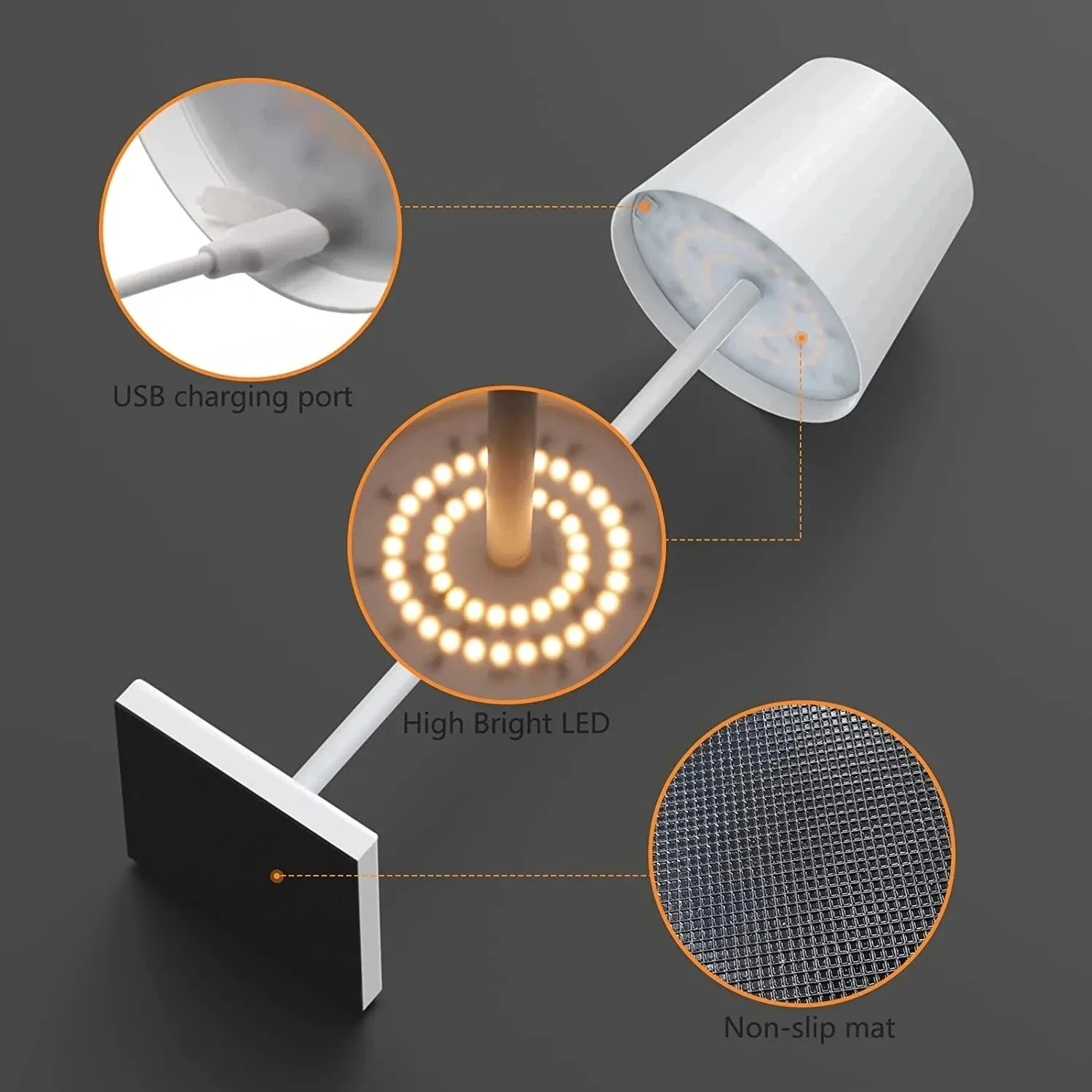 Đèn LED Nhôm Mờ Để Bàn 2000 MAh Hoạt Động Bằng Pin Chống Nước IP54 Không Dây Đèn Bàn Nến Ấm USB 3000K - Hình 4 Đèn LED Nhôm Mờ Để Bàn 2000 MAh Hoạt Động Bằng Pin Chống Nước IP54 Không Dây Đèn Bàn Nến Ấm USB 3000K - Hình 4
