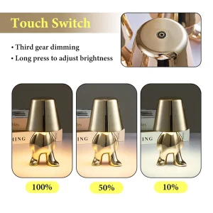 Đèn Little Golden Man Đèn Bàn Phòng Ngủ Cảm Ứng Đầu Giường Bầu Không Khí Chiếu Sáng Ban Đêm Trang Trí Để Bàn Trang Trí Thanh Nhà Nhà Hàng - Hình 3