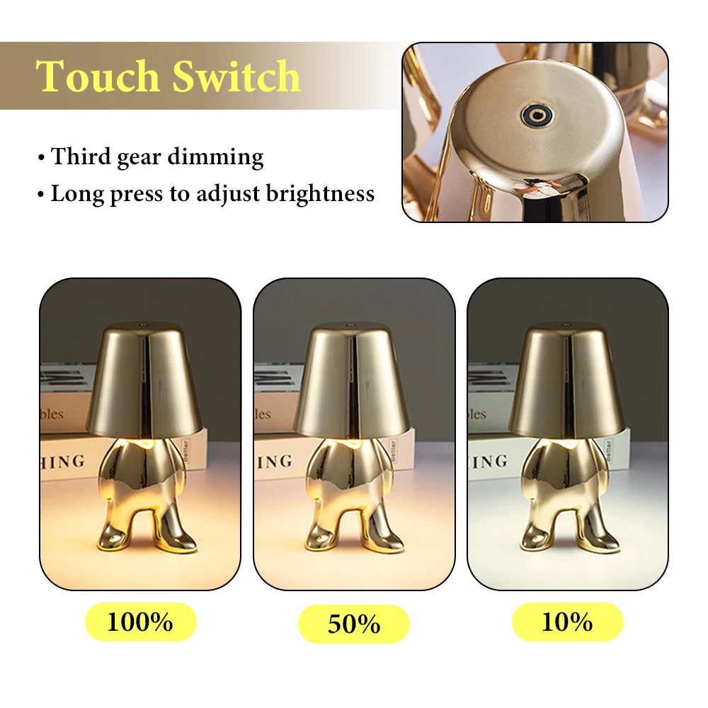 Đèn Little Golden Man Đèn Bàn Phòng Ngủ Cảm Ứng Đầu Giường Bầu Không Khí Chiếu Sáng Ban Đêm Trang Trí Để Bàn Trang Trí Thanh Nhà Nhà Hàng - Hình 3 Đèn Little Golden Man Đèn Bàn Phòng Ngủ Cảm Ứng Đầu Giường Bầu Không Khí Chiếu Sáng Ban Đêm Trang Trí Để Bàn Trang Trí Thanh Nhà Nhà Hàng - Hình 3