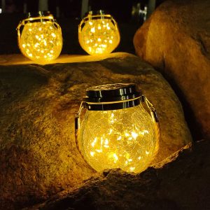 Đèn Năng Lượng Mặt Trời Ánh Sáng Ngoài Trời Trang Trí Sân Vườn Crack Mason Jar Treo Đèn Hộ Gia Đình Chống Nước Thủy Tinh Chúc Nhà Máy Bán Hàng Trực Tiếp - Hình 4