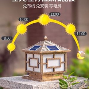 Đèn năng lượng mặt trời cột đầu ánh sáng biệt thự hàng rào cổng cột Đèn chiếu sáng nông thôn ngoài trời hàng rào năng lượng mặt trời ngoài trời sân vườn ánh sáng
