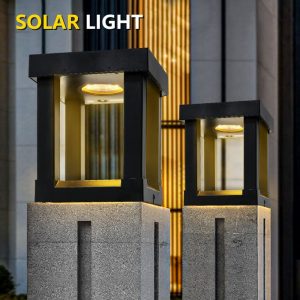 Đèn năng lượng mặt trời đầu cột Đèn ngoài trời hàng rào cột Đèn bãi cỏ không thấm nước cộng đồng đầu Đèn sân vườn cổ Đèn sân vườn