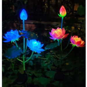 Đèn năng lượng mặt trời đổi màu hoa sen Đèn led mặt đất hoa sen Đèn trang trí bãi cỏ 3 Đèn led nhân tạo hoa Đèn