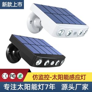 Đèn năng lượng mặt trời mới ngoài trời sân nhà bãi cỏ Đèn tường sân vườn nông thôn chiếu sáng ngoài trời cảm ứng giám sát Đèn đường
