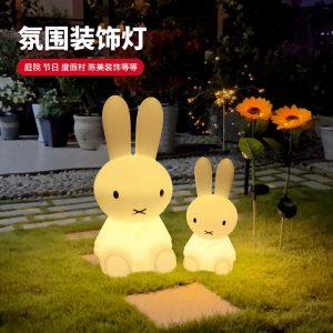 Đèn Năng lượng mặt trời phát sáng đầy màu sắc Đèn thỏ trang trí sân vườn ngoài trời cảnh quan sân vườn không thấm nước mô hình động vật chiếu sáng