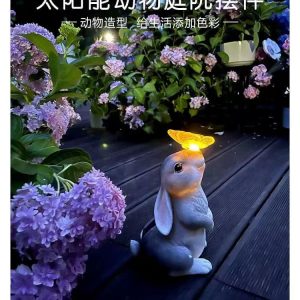 Đèn năng lượng mặt trời thỏ mới Xuất khẩu Đèn năng lượng mặt trời thỏ mèo ngoài trời sân vườn bãi cỏ phong cảnh