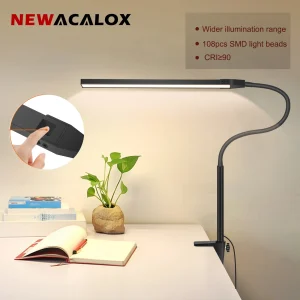 Đèn NEWACALOX Kẹp Bàn Thanh Màn Hình Đèn Treo Xoay 360 ° Gấp Gọn Linh Hoạt Hỗ Trợ Cánh Tay 108 Chiếc LED SMD Bảo Vệ Mắt Đèn Bàn