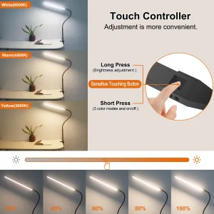 Đèn NEWACALOX Kẹp Bàn Thanh Màn Hình Đèn Treo Xoay 360 ° Gấp Gọn Linh Hoạt Hỗ Trợ Cánh Tay 108 Chiếc LED SMD Bảo Vệ Mắt Đèn Bàn - Hình 4