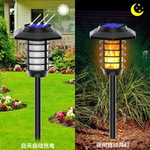 Đèn ngọn lửa năng lượng mặt trời ngoài trời năng động mô phỏng ngọn đuốc Đèn sân cắm Đèn chống nước đôi nguồn sáng cảnh quan bãi cỏ Đèn - Hình 2