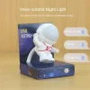 Đèn Ngủ Led Mini Phi Hành Gia Sử Dụng Nguồn USB Spaceman Nhiệt Độ Điều Khiển Giọng Nói Linh Hoạt Để Bàn Đèn Ngủ 2 Màu Ống USB
