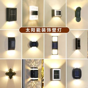 Đèn Ngủ Năng Lượng Mặt Trời Đèn Sân Vườn Ngoài Trời Đèn Chống Nước 2LED Lên Xuống Chiếu Sáng Trang Trí Ngoài Trời Đèn Tường Sân Vườn