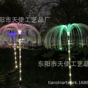 Đèn Nguồn nhà máy bán hàng trực tiếp Đèn sứa năng lượng mặt trời mới Đèn led sợi quang sân vườn ngoài trời đầy màu sắc Đèn sân cỏ năng lượng mặt trời - Hình 2